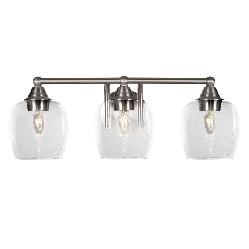 Michell 3-Light Bath Bar, Clear Bubble, Brushed Nickel