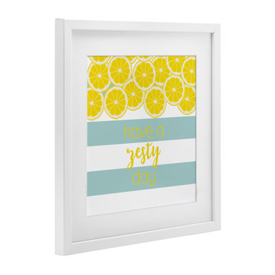 Zesty Citrus with Stripes Framed Print Under Glass, design by Anna Quach