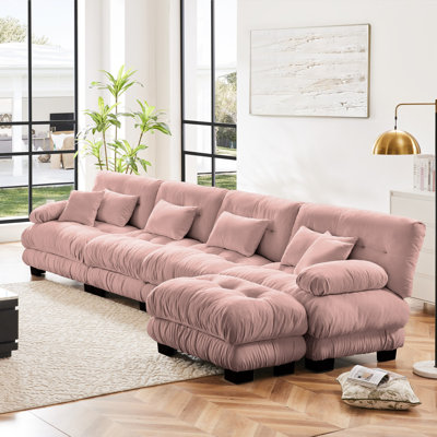 Chenille Cloud Couch 2 Seater Sofa with Ottoman