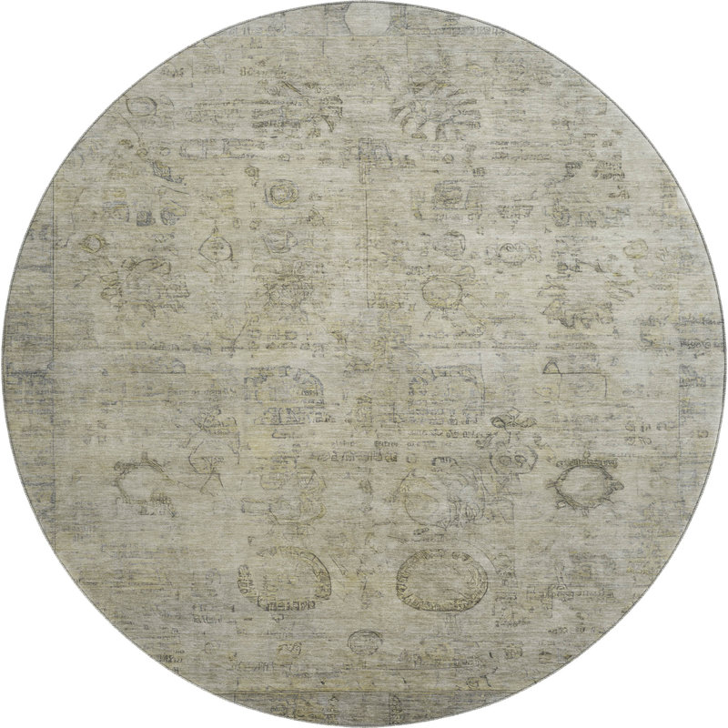 Premium Machine Washable Verlin AMF1769 Border Rug, Round 8'