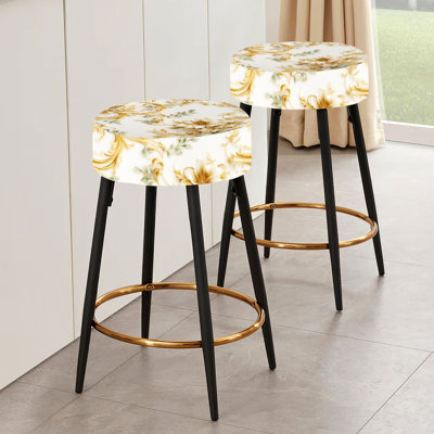 Ensemble de 2 tabourets de bar damassés rétro à motif victorien III