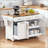 Kitchen Island with Rubber Wood Drop Leaf, 2 Pull Out Organizers & Trash Can Storage, Rolling Cart with Power Outlet, Spice & Towel Racks for Kitchen & Dining-2091247219