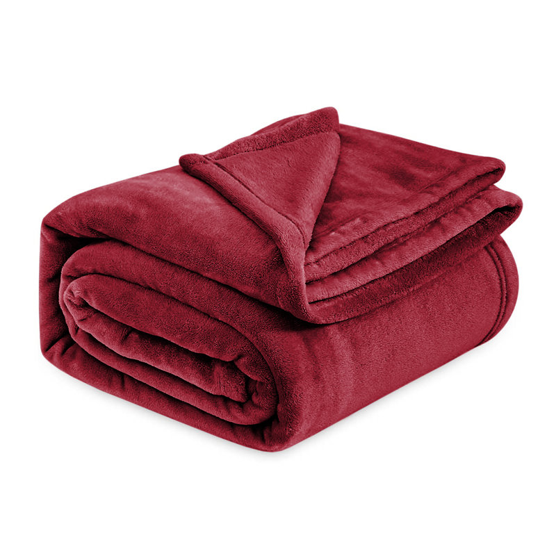 Luxury Mink Fleece Blanket - Ultra Soft, Warm & Lightweight Throw, Burgundy, 150cm W x 200cm L