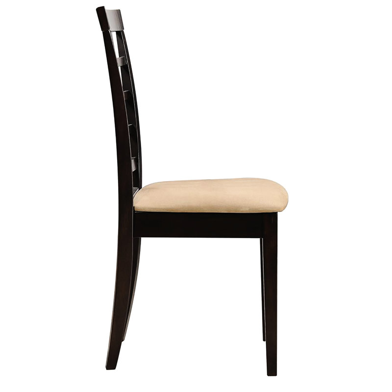 Of 2 Cappuccino Chairs With Beige Textiles - Geometric Back Design Side (2) Back, Comfortable Seating Pad Area
