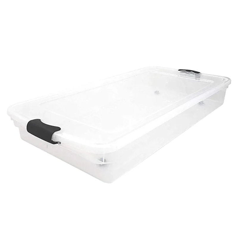 Homz Underbed Secure Latching Clear Plastic Storage Container, Gray, 60 qts., 2