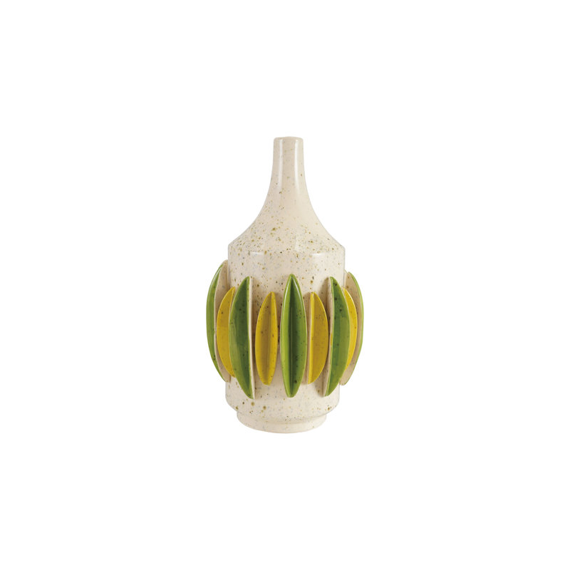 Handmade Speckled Stoneware Vase with 3D Pleats