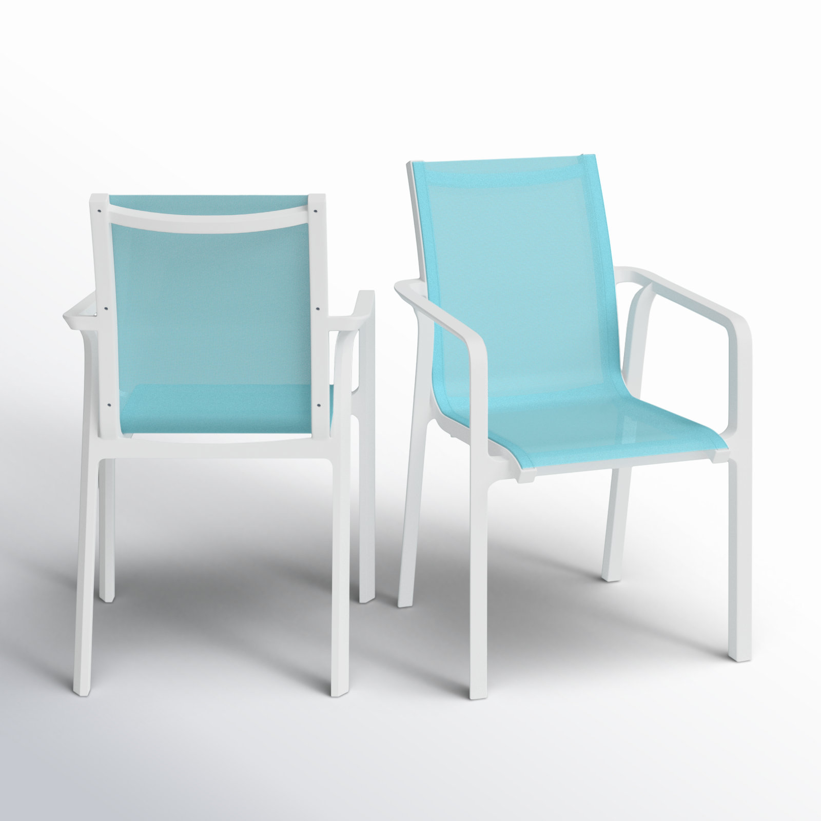 Farrah Stacking Patio Dining Armchair, White/Turquoise