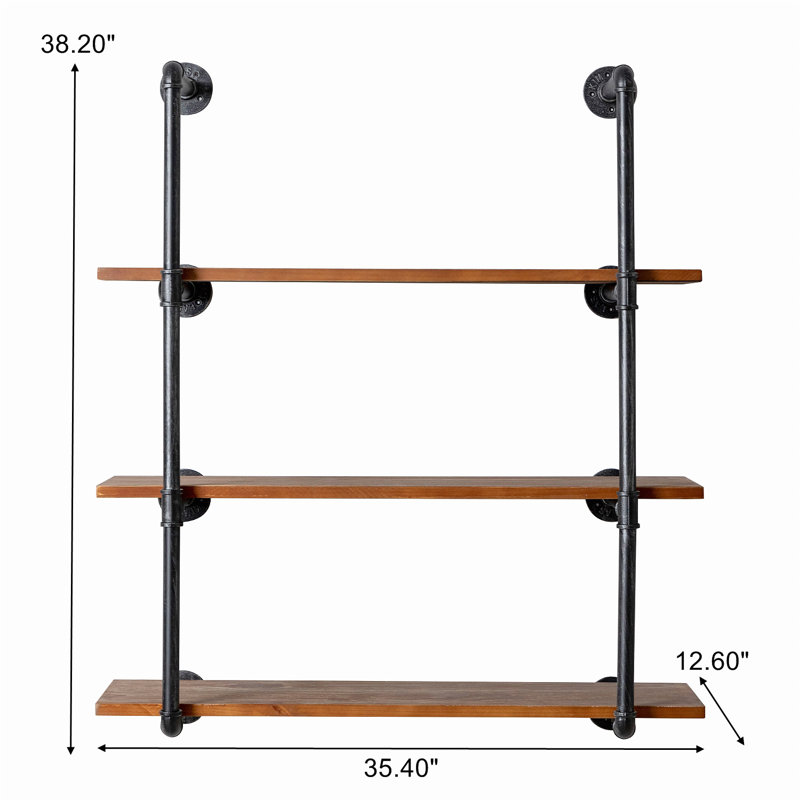 Graysie 3 Piece Walnut Floating Shelf
