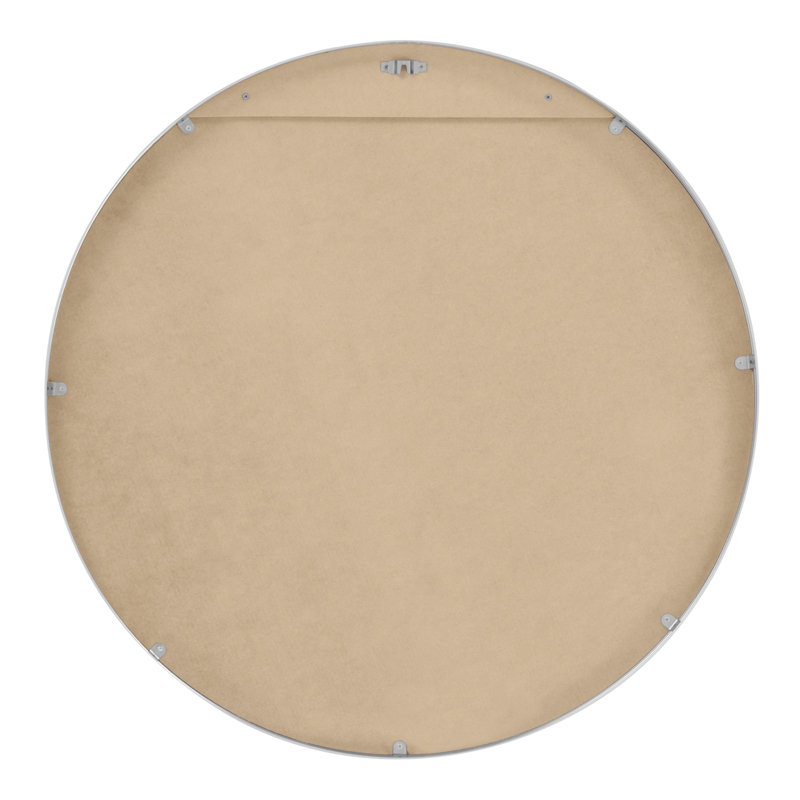 Jessica Round Metal Accent Wall Mirror, Silver, 80cm H x 80cm W x 3.8cm D