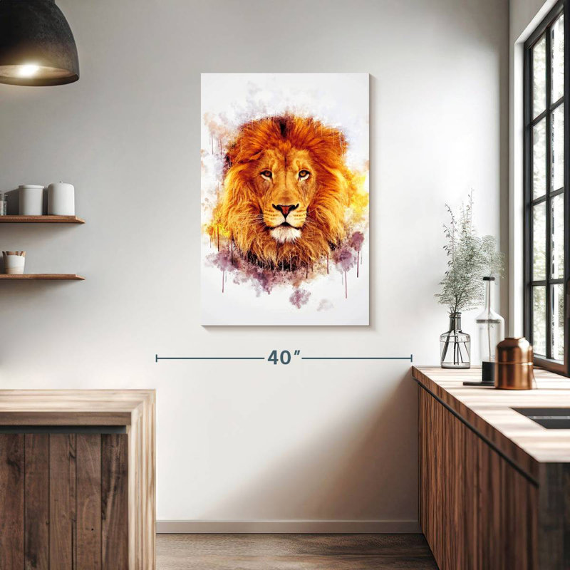 Brampt Lion Head Paint Splash, 39" H x 26" W