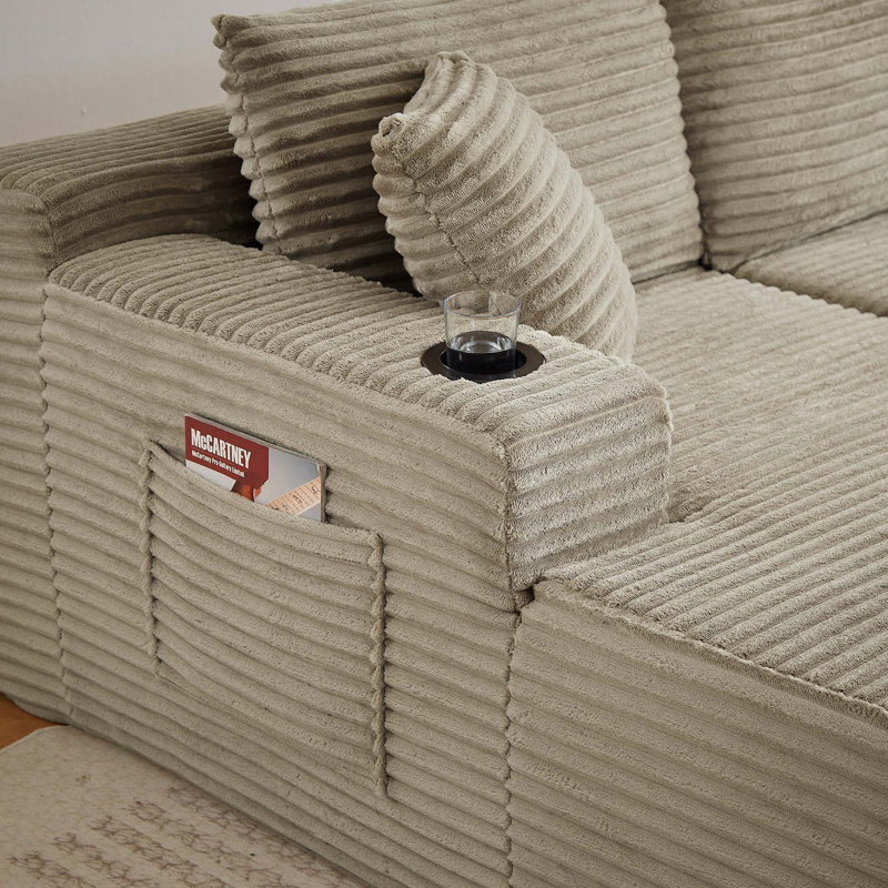 Ensemble de canapé modulaire compressible en forme de U, canapé modulaire de style minimaliste, canapé en tissu velours côtelé pour le salon