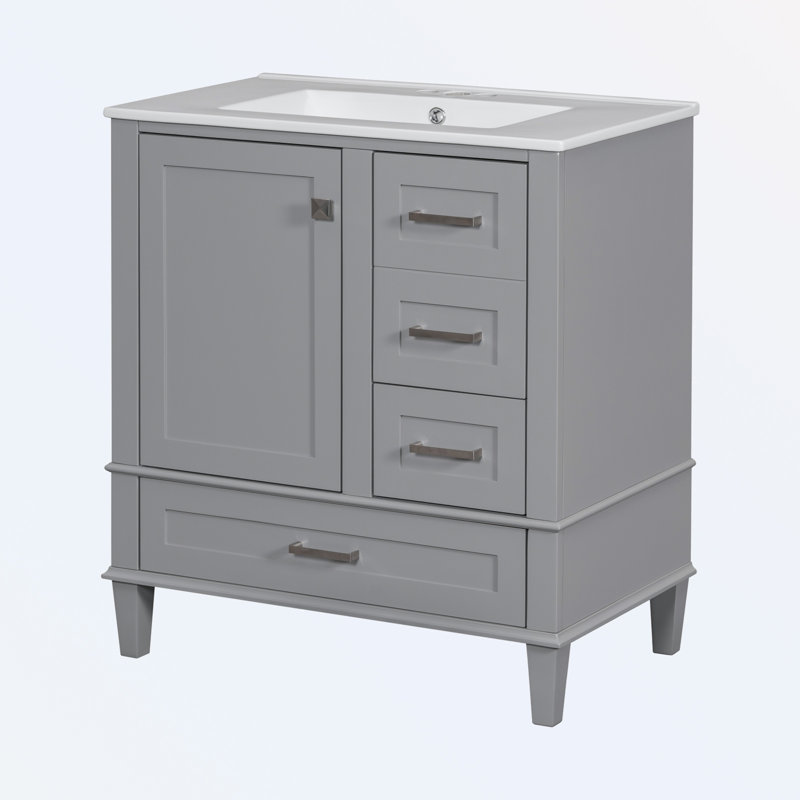 Omani 30'' Single Bathroom Vanity with Top, Gray