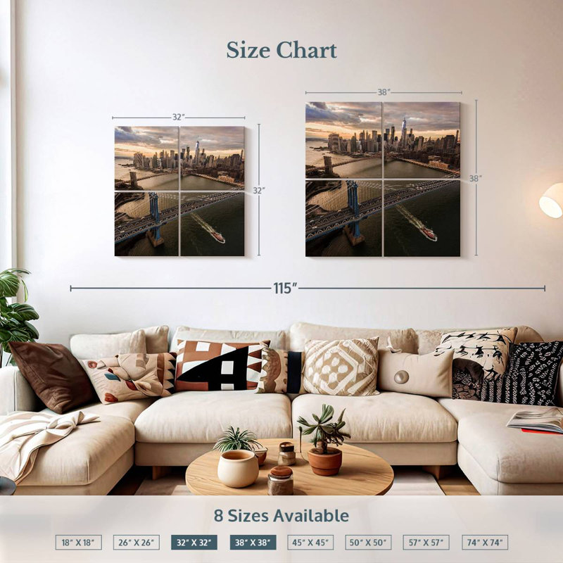 Sireci Manhattan And Brooklyn Bridge, 38'' H x 38'' W