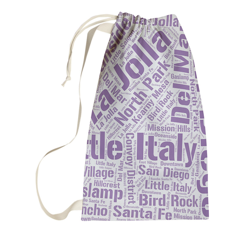 Laundry Hamper with Handles, Large (36" H x 28" W x 1.5" D), Purple, San Diego