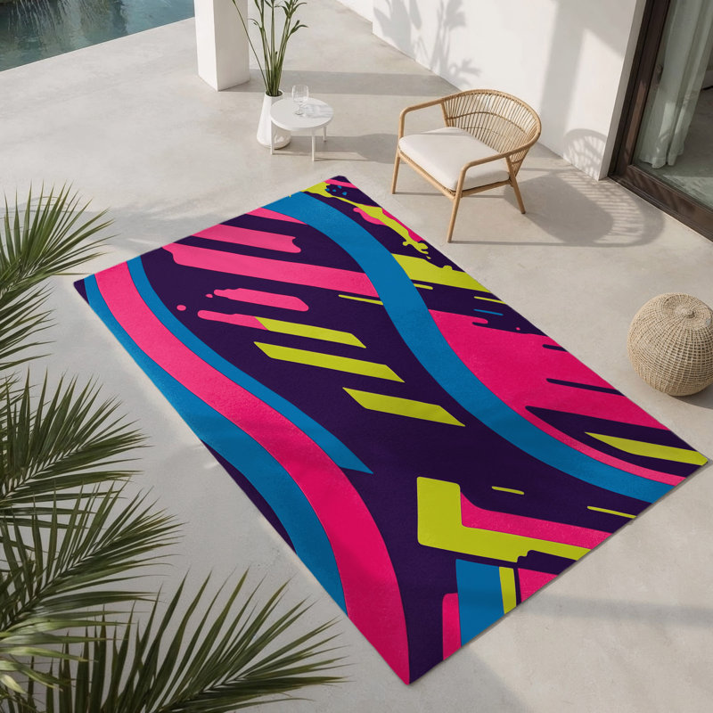 Vivid Oscillation Indoor And Outdoor Area Rug, Rectangle 1'6" x 2'6"