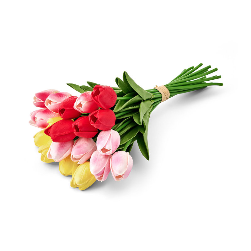 Fleurs de tulipe artificielle Elements, ensemble de 20, 13 pouces, Pink