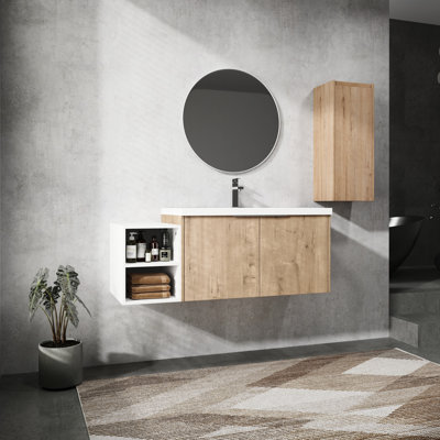 Meuble-lavabo 48 po avec lavabo en résine et armoire d'appoint 48 po