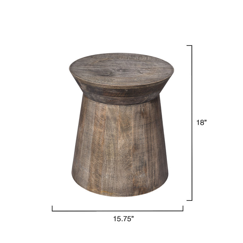 Porcini Wood Side Table, Gray Wash