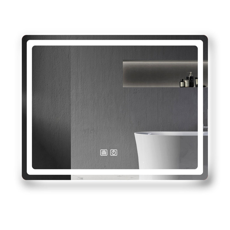 30,67 po Miroir de salle de bain à DEL H - interrupteurs de commande séparés, réflexion claire Brouillard de salle de bain, longue durée de vie