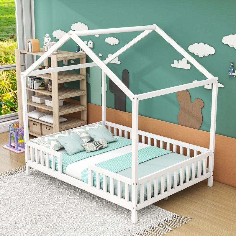 House Bed With Slats, Full, White