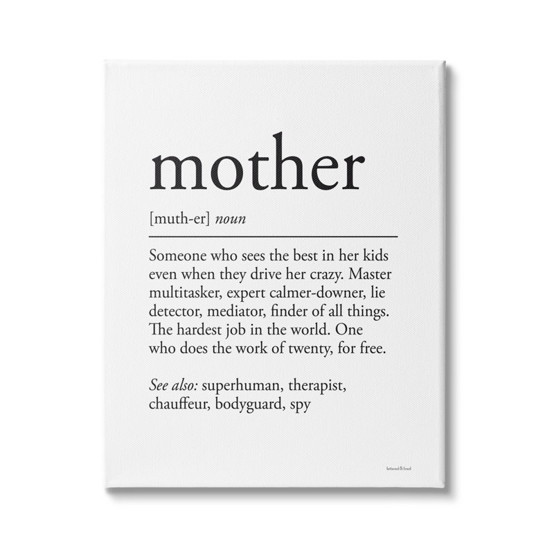 Mère, définition amusante, phrase de motivation surhumaine, synonyme surdimensionné noir, estampe numérique texturée par lettrage et doublure