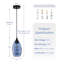 Luminaire suspendu en forme de larme noire 1 lumière avec abat-jour en verre bleu