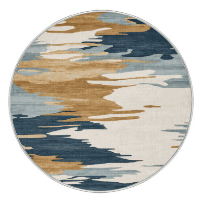 Machine Washable Watercolor Beige Area Rug
