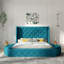 Lit plateforme tapissier en velours avec rangement et grand lit-1625723942