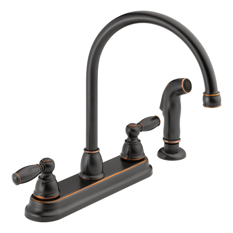 Claymore Two Handle Kitchen Sink Faucet with Side Sprayer, 4-Hole Kitchen Faucet, Oil Bronze