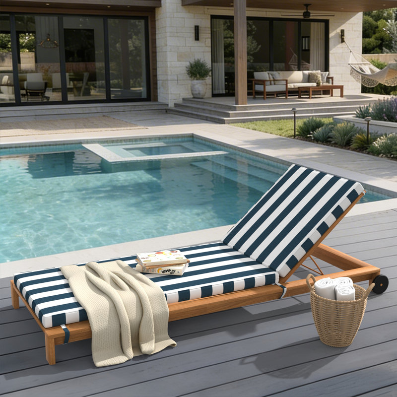 Outdoor Chaise Cushion With Sunbrella Fabric, 26" W x 80" D, Sunbrella® Refuge Indigo