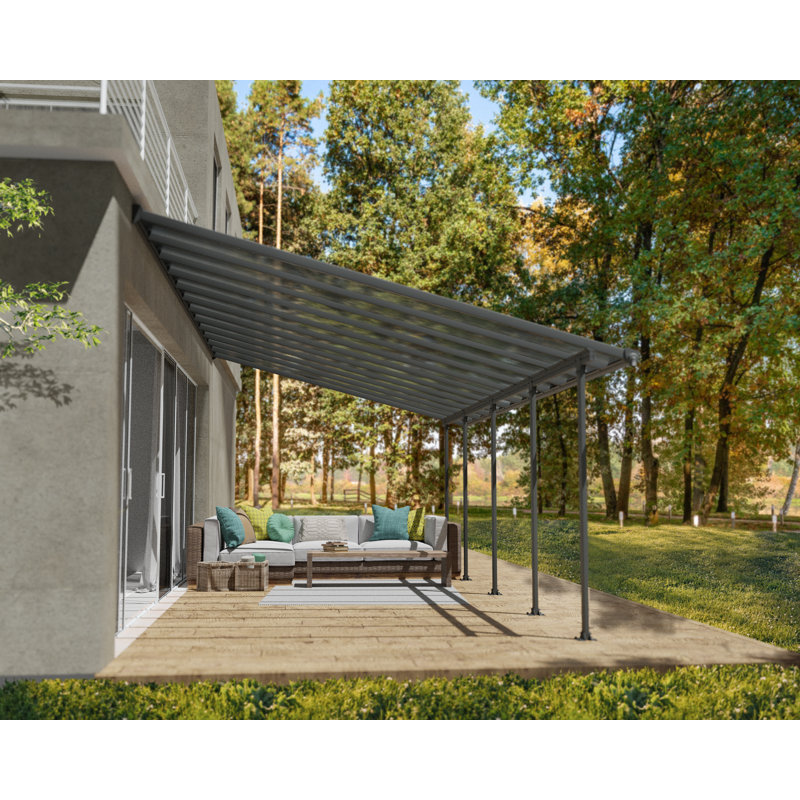 Palram Feria Patio Awning, 260cm H x 380cm W x 787cm D, in Grey