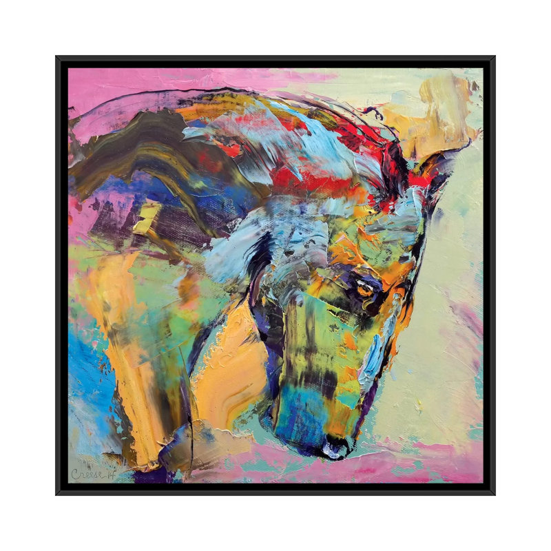 « cheval study », reproduction d’art sur toile, H 12 po x l 12 po x P 1,5 po, Cadre noir