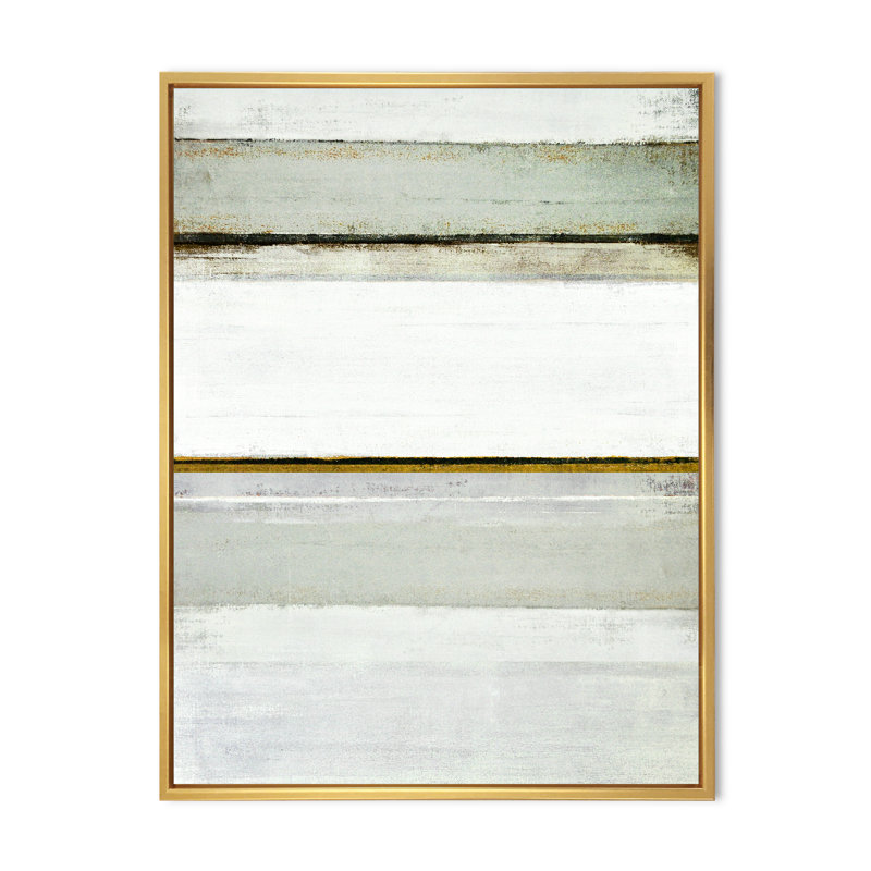 Rayures horizontales neutres - Décoration murale moderne et contemporaine en toile, H 20 po x l 12 po x P 1 po