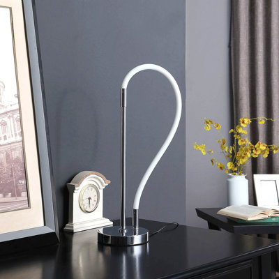 Table Lamp - 20.25" Elastilight LED Tube, Magnetic End, Contemporary Style, Chrome Silver Finish