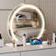 Makeup Mirror with 3 Color Lights, Makeup mirror with Dimmable LED Light Strip, Large Round Mirror-1263551329