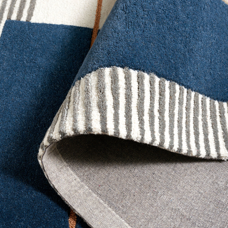 Tapis géométrique en laine et viscose touffeté à la main Lacy , Rond 7 pi
