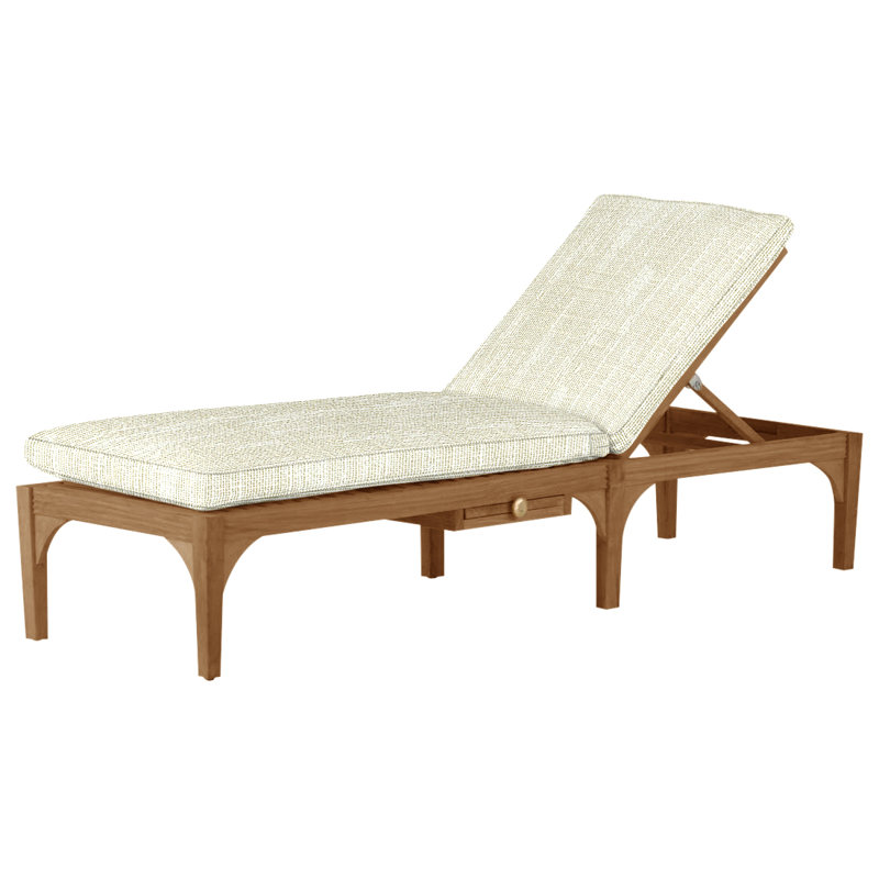 Chaise longue en teck avec roulettes Club - Teck naturel, Welt, Rollo crème, Teck naturel