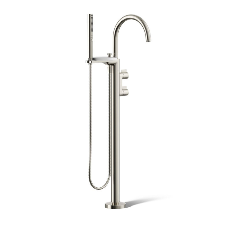 Garniture de robinet de bain pour plancher Composants, Poignée pommeau, Nickel poli