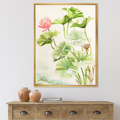 Rétro lotus roses dans l'étang IV - reproduction sur toile