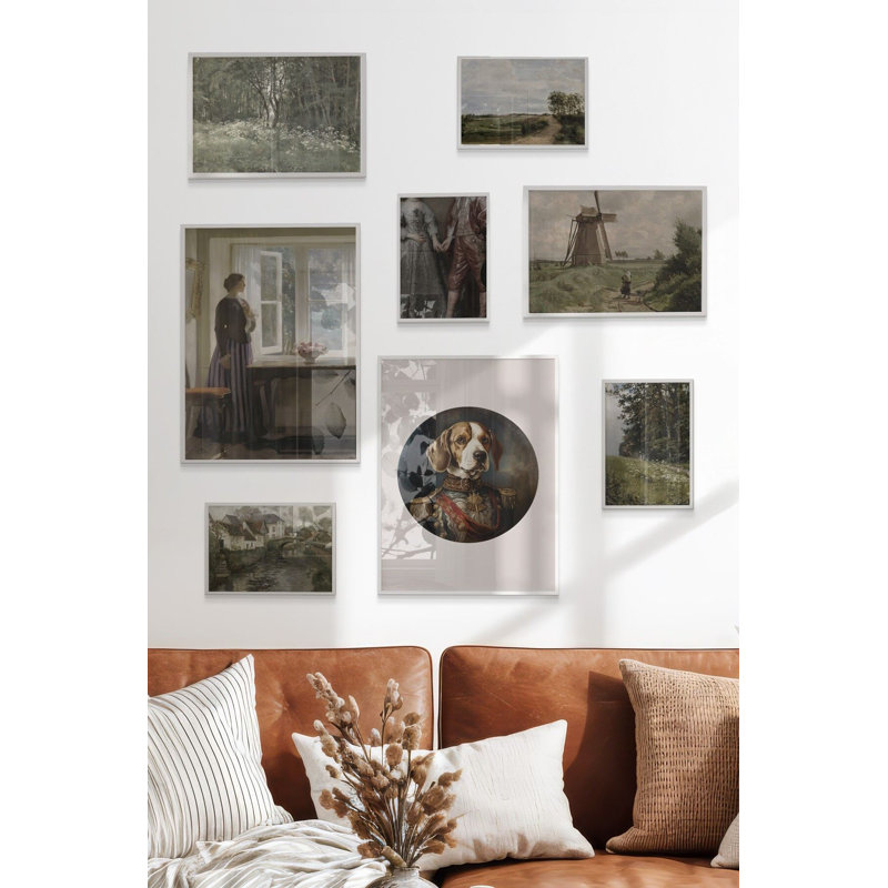 Peinture décorative encadrée (8 pièces), Brun