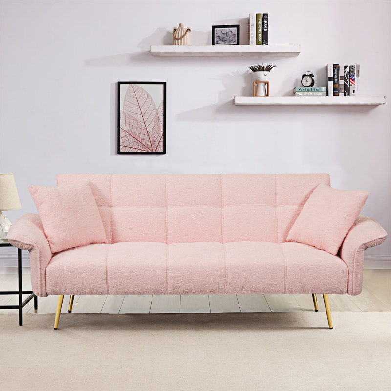 Futon-lit 70,1 po, canapé-lit double convertible, Rose