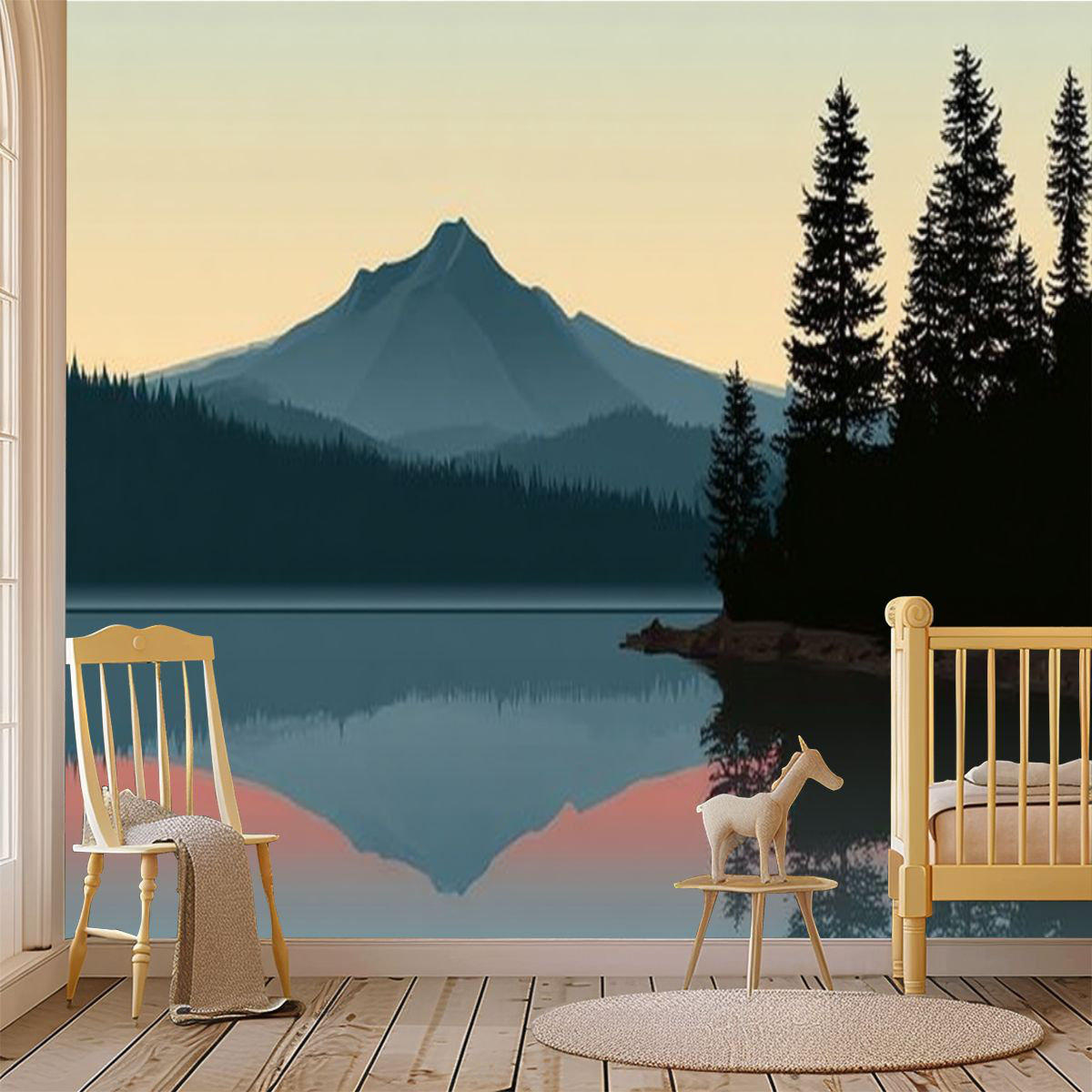 Loon Peak® Peel and Stick Wallpaper Wall Mural Serene Mountain Lake ...