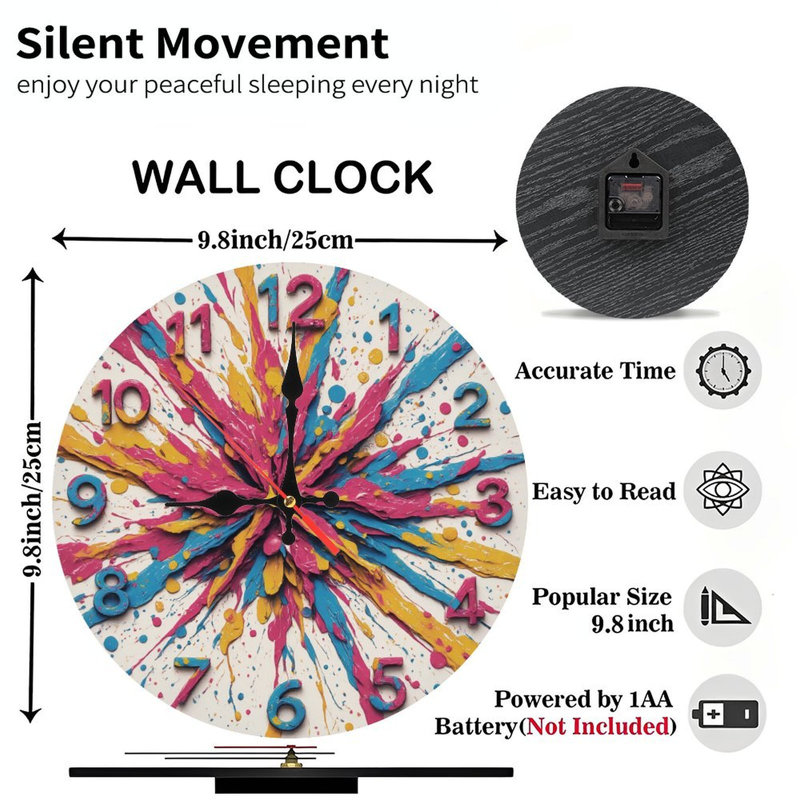 Horloge avec éclaboussures de peinture