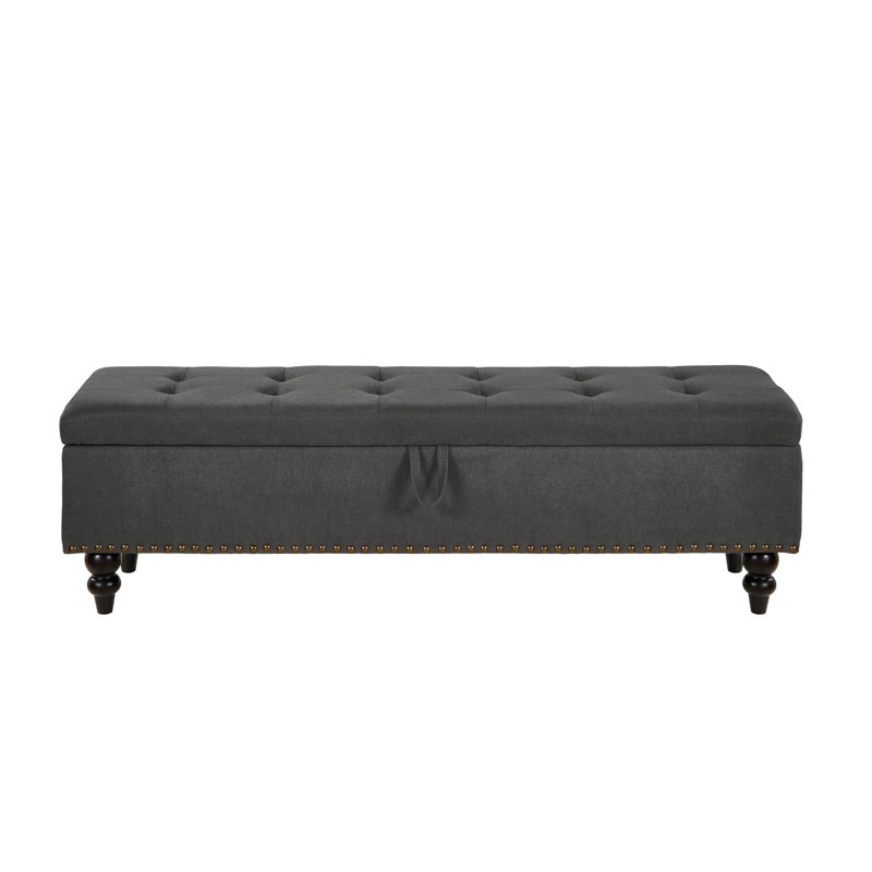 Banc de lit 59 po avec tissu de rangement, Gris