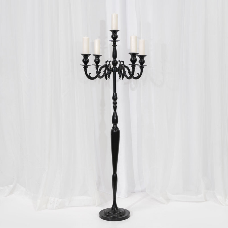 60.5'' H Metal Floor Candelabra, Black
