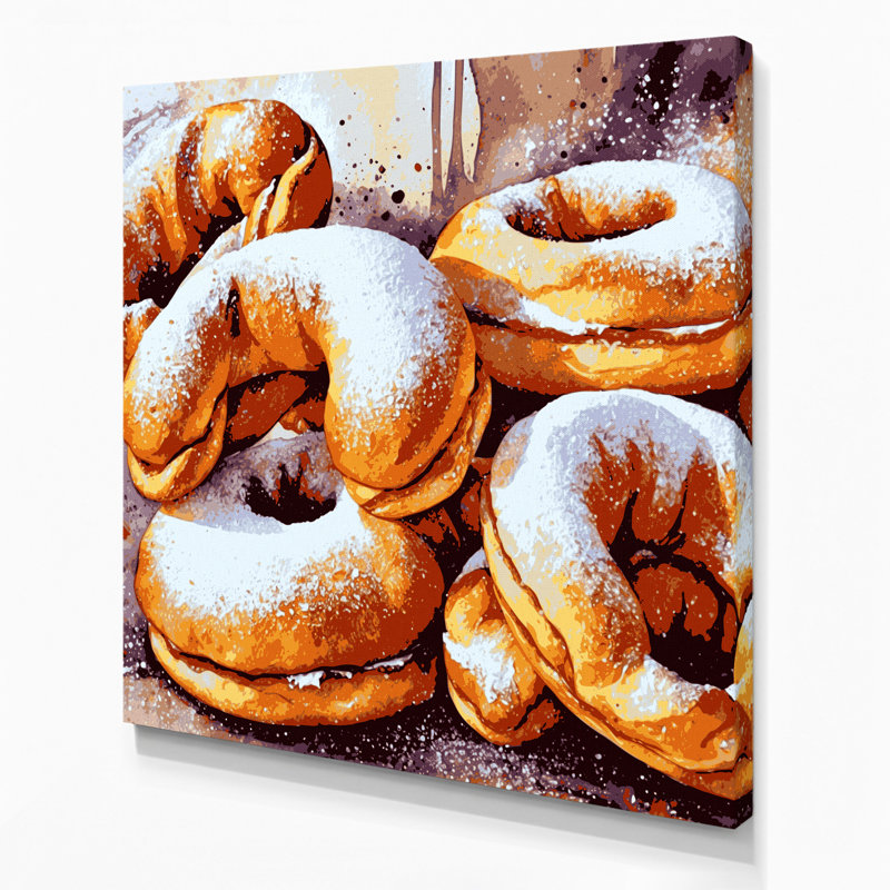 Art mural sur toile, "Desserts Beignets" gris, H 8 po x l 8 po