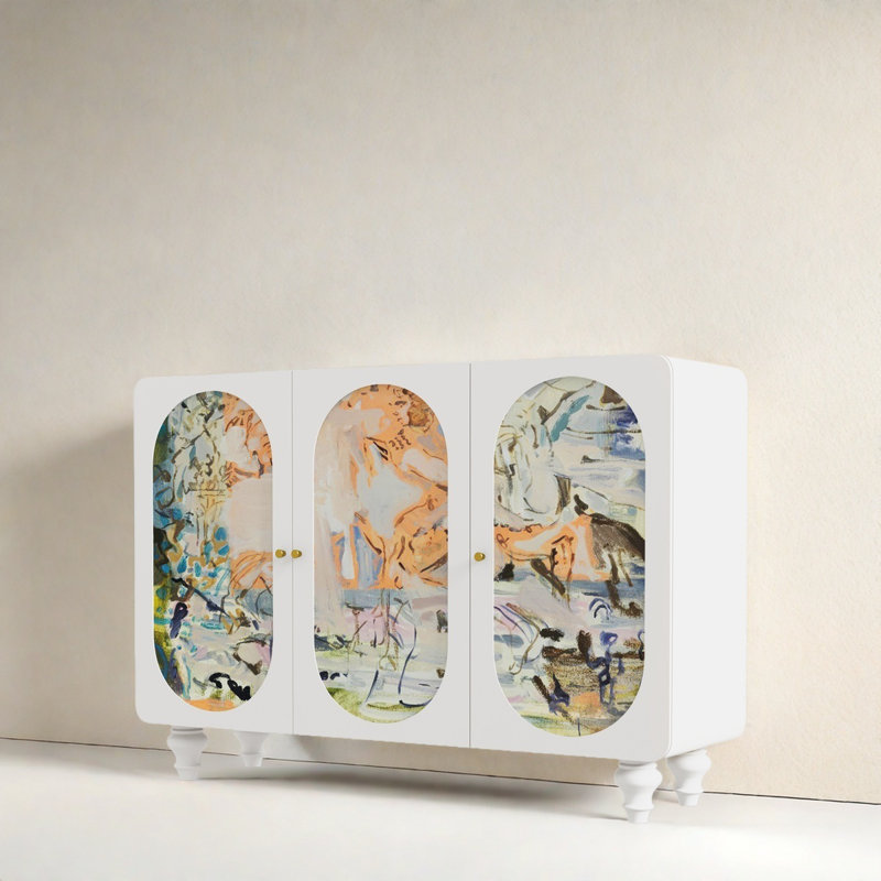 Armoire de rangement American Abstract Line, Ivoire blanc