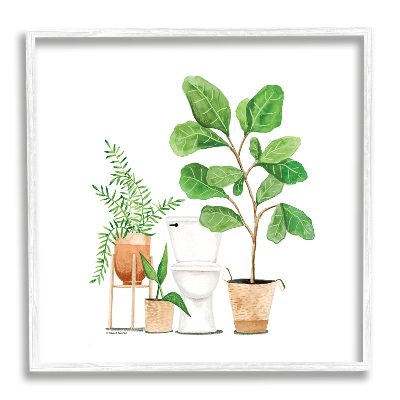 «Bathroom Greenery Varied Plants» par Rachel Nieman - cadre flottant, impression sur bois, L 12 po x H 12 po x P 1,5 po