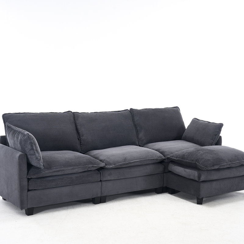 Canapé confortable en velours avec 3 agencements - Meubles de salon confortables et modulaires, Velours gris foncé
