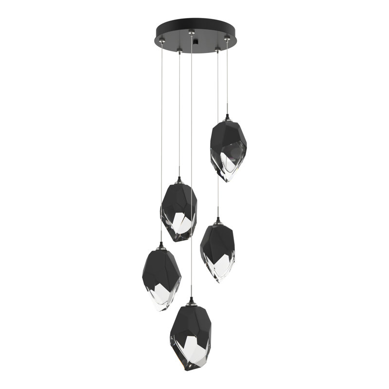 Luminaire suspendu grappe 5 lumières Chrysalis, H 130 po x l 16,1 po x P 16,1 po, Noir, Encre